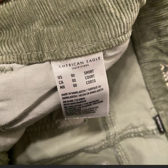 American Eagle Corduroy Pants Stretch Olive Green Size 00 Short - Picture 4 of 6